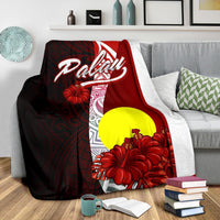 Palau Polynesian Premium Blanket - Coat Of Arm With Hibiscus - Polynesian Pride