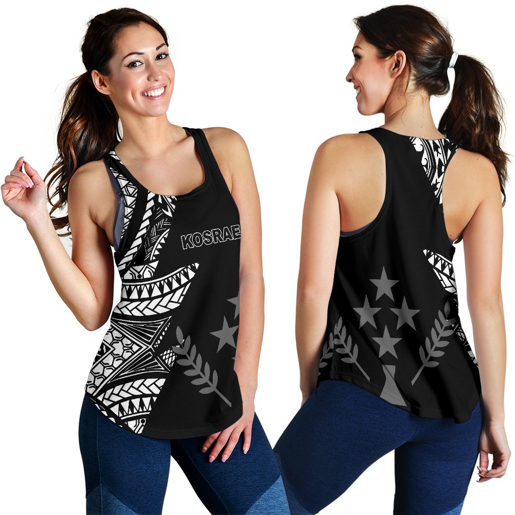 Kosrae Women's Racerback Tank - Micronesian Pattern Flash Black - Polynesian Pride