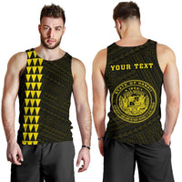 Hawaii Kakau Polynesian Coat Of Arms Personalized Men's Tank Top - Yellow Yellow - Polynesian Pride