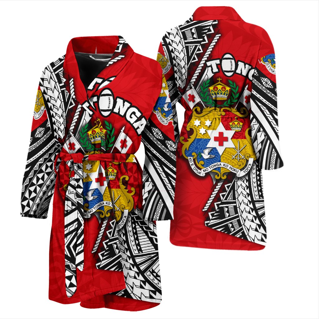 Tonga Rugby Men Bath Robe Polynesian Style Pinwheel - Polynesian Pride