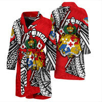 Tonga Rugby Men Bath Robe Polynesian Style Pinwheel - Polynesian Pride