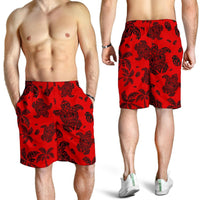 Polynesian Turtle Palm And Sea Pebbles Red Men's Short - Polynesian Pride