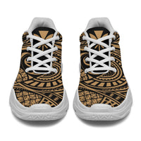 Kanaka White Chunky Sneakers Gold - Circle Style - Polynesian Pride