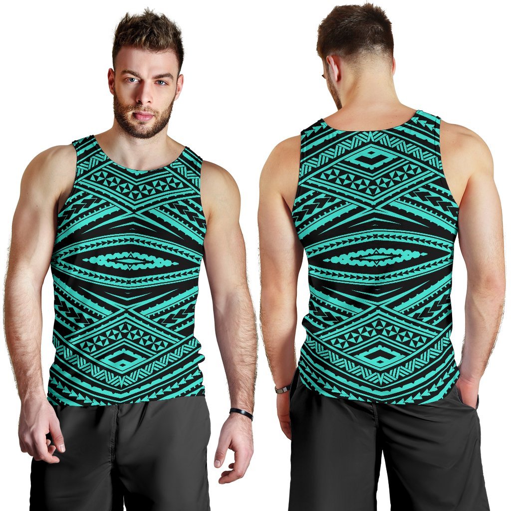 Polynesian Tatau Turquoise Hawaii Men's Tank Top - Polynesian Pride