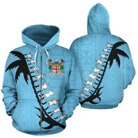 Fiji Cibi War Dance Zip up Hoodie Blue - Polynesian Pride