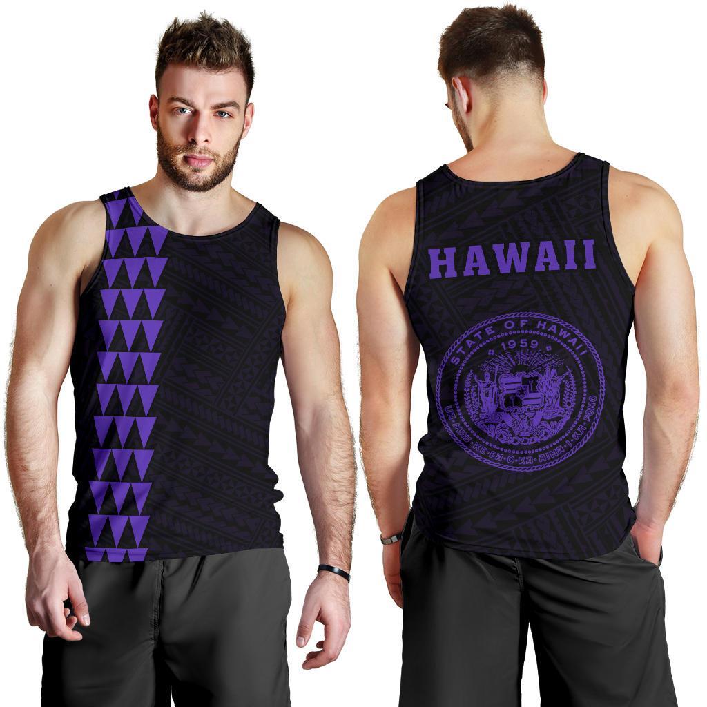 Hawaii Kakau Polynesian Coat Of Arms Men's Tank Top - Purple Purple - Polynesian Pride