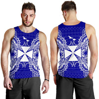 Wallis And Futuna Polynesian Men Tank Top Map Blue - Polynesian Pride