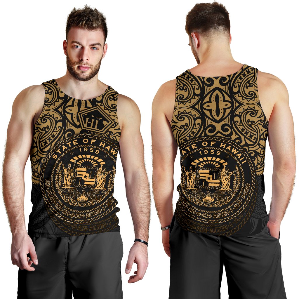 Hawaii Men's Tank Top - Hawaii Seal Pride Style (Gold) - Polynesian Pride