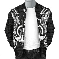 Vanuatu Polynesian Men's Bomber Jacket Map Black - Polynesian Pride