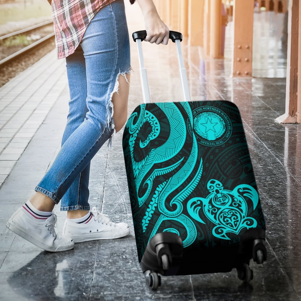 Northern Mariana Luggage Covers - Tentacle Turtle Turquoise - Polynesian Pride