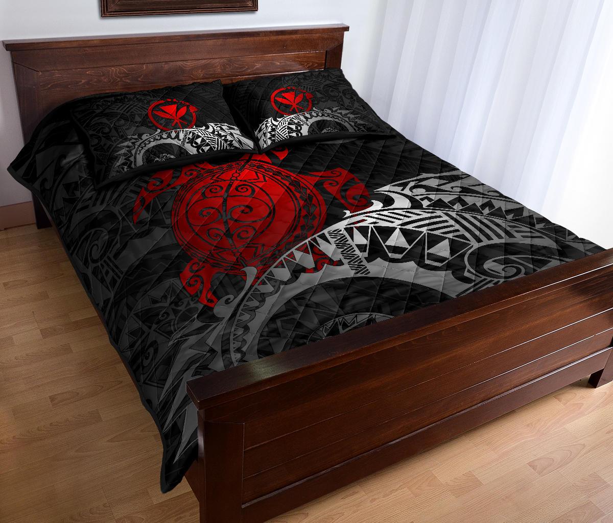 Hawaii Polynesian Quilt Bed Set - Hawaii Kanana Maoli & Red Turtle - Polynesian Pride