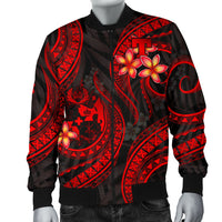 Tonga Polynesian Men Bomber Jacket - Red Plumeria - Polynesian Pride