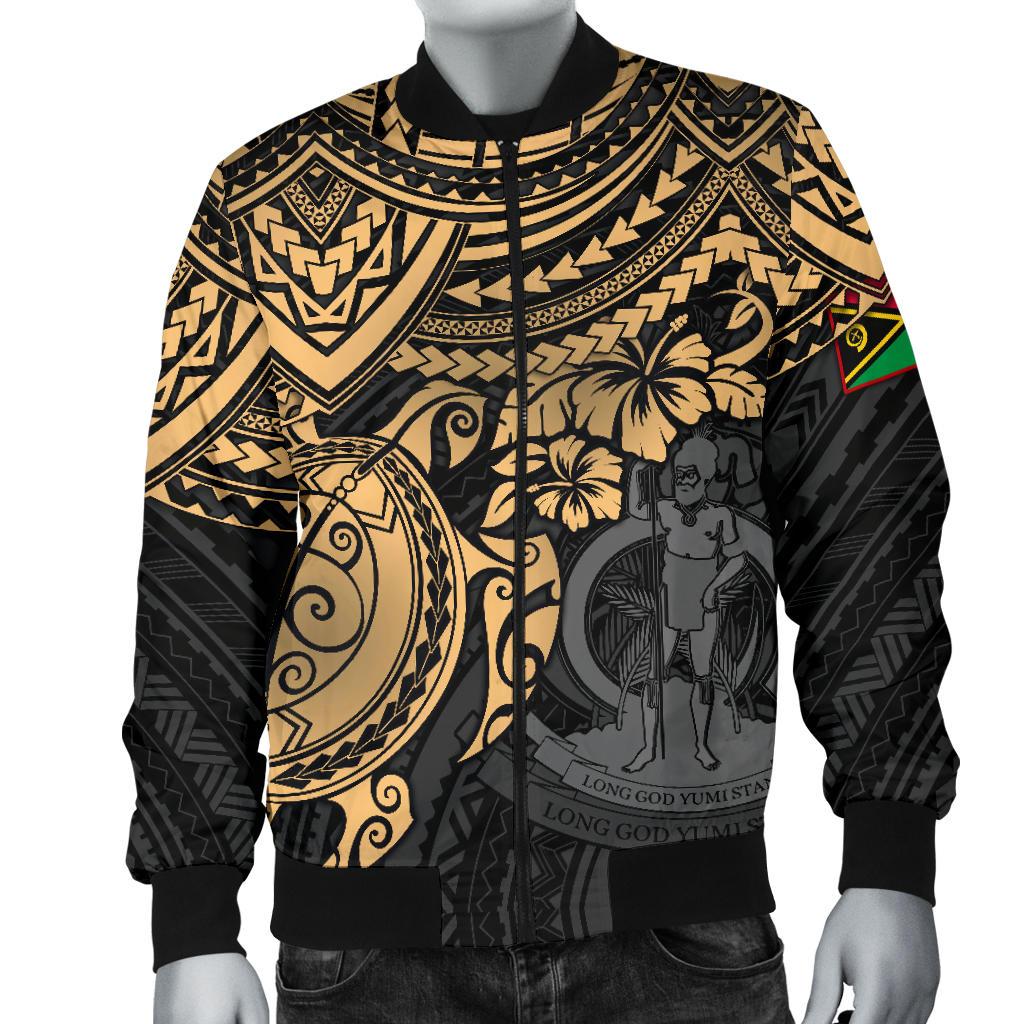 Vanuatu Polynesian Bomber Jacket (Men) - Gold Turtle - Polynesian Pride