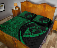 Hawaii Turtle Fish Hook Polynesian Quilt Bed Set Green - Circle Style - Polynesian Pride