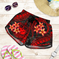 Samoa Polynesian Women Shorts - Red Plumeria - Polynesian Pride