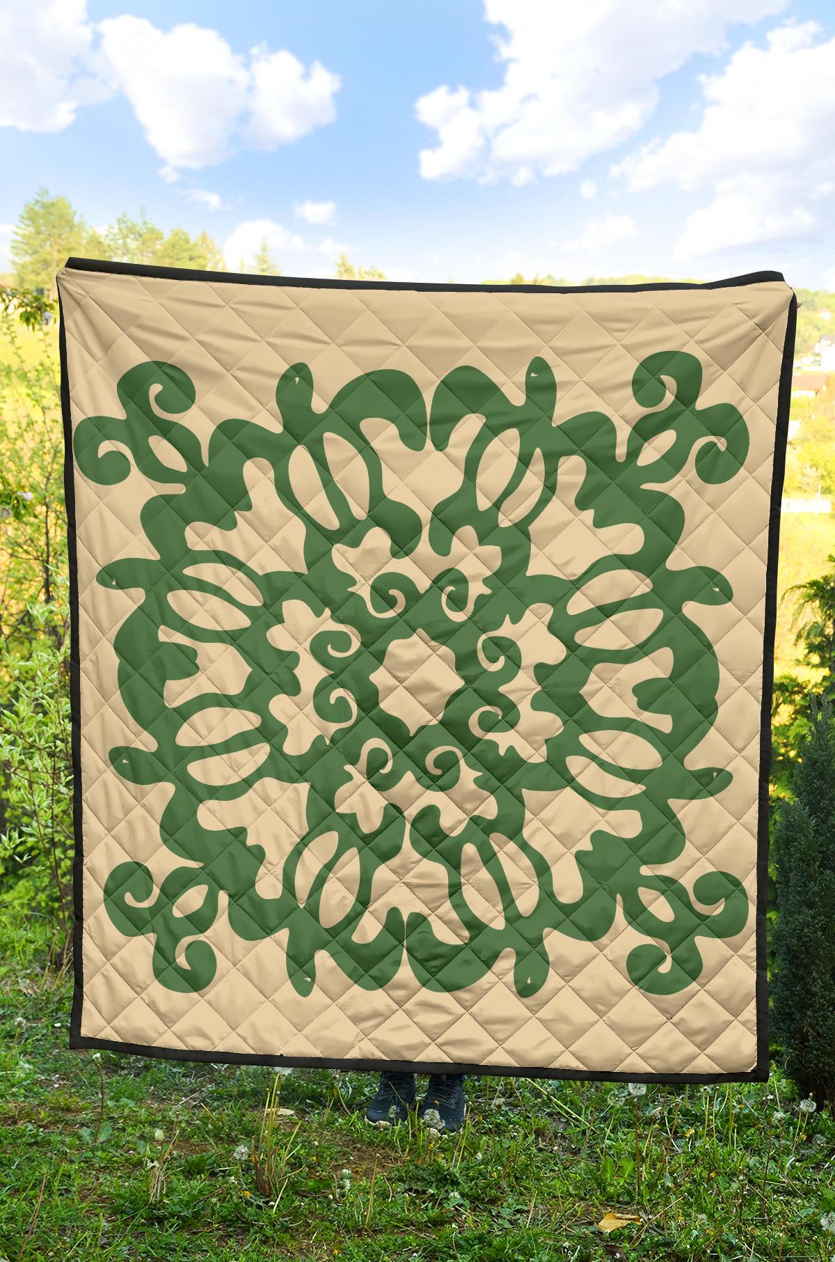 Hawaiian Quilt Turtle Pattern New Gold Premium Quilt - Skin Style - AH - Polynesian Pride