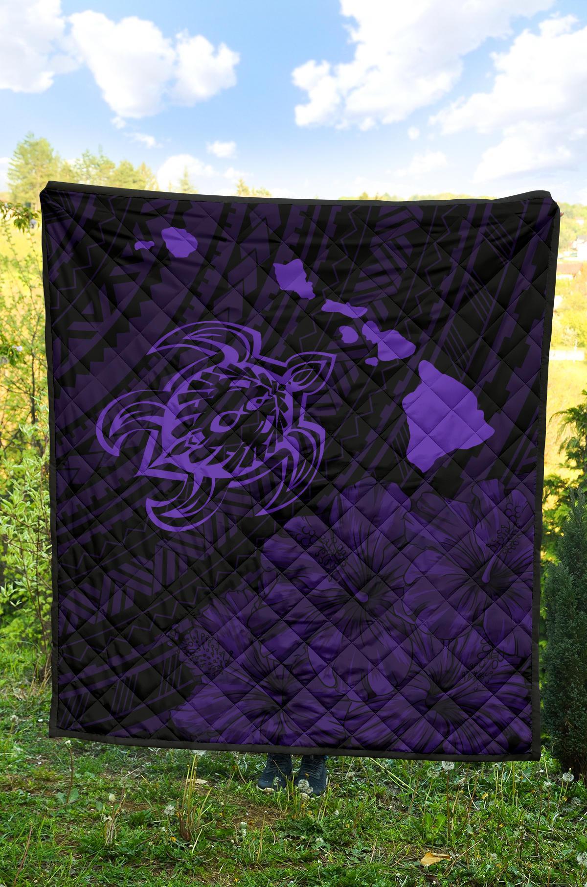Hawaii Sea Turtle Is Swimming Toward Premium Quilt Purple - Polynesian Pride