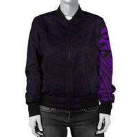 Maori Samoan Tattoo Women Bomber Jacket Violet Version - Polynesian Pride