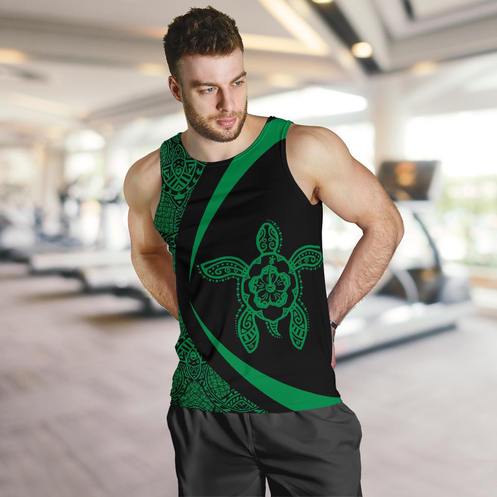 Hawaii Turtle Polynesian Men's Tank Top - Circle Style - Green AH - Polynesian Pride