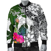 Chuuk Custom Personalised Men's Bomber Jacket White - Turtle Plumeria Banana Leaf - Polynesian Pride