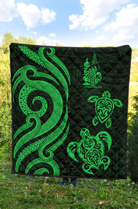 New Caledonia Premium Quilt - Green Tentacle Turtle - Polynesian Pride