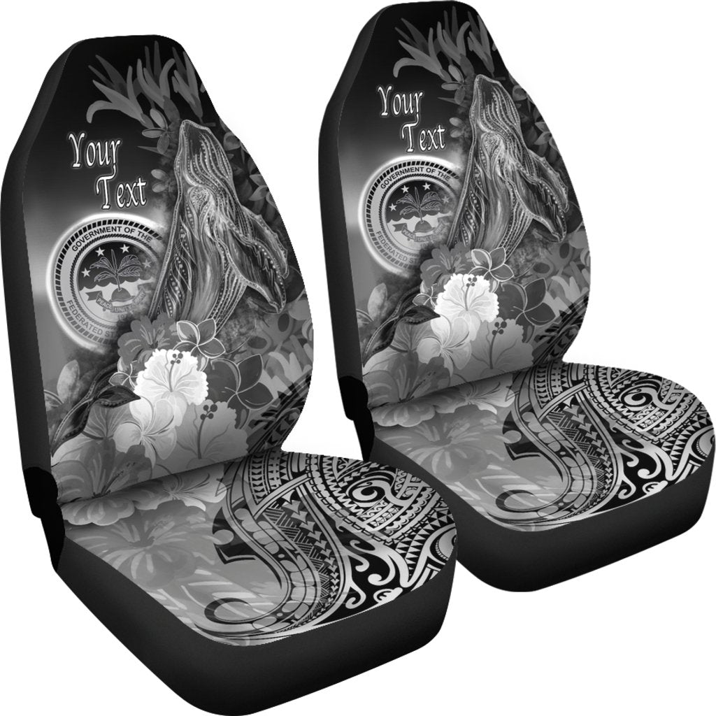 Federated States of Micronesia Custom Personalised Car Seat - Humpback Whale with Tropical Flowers (White) - Polynesian Pride