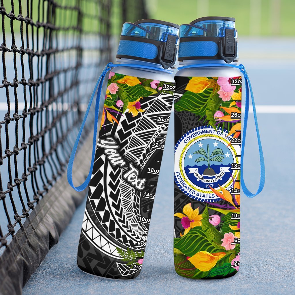 Federated States of Micronesia Custom Personalised Hydro Tracking Bottle - Seal Spiral Polynesian Patterns - Polynesian Pride