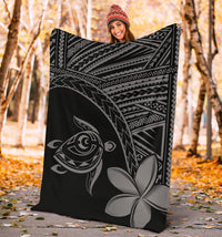 Hawaii Premium Blanket - Hawaii Turtle Plumeria Grey - Polynesian Pride
