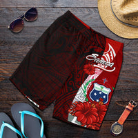 Samoa Polynesian Men's Shorts - Coat Of Arm With Hibiscus - Polynesian Pride