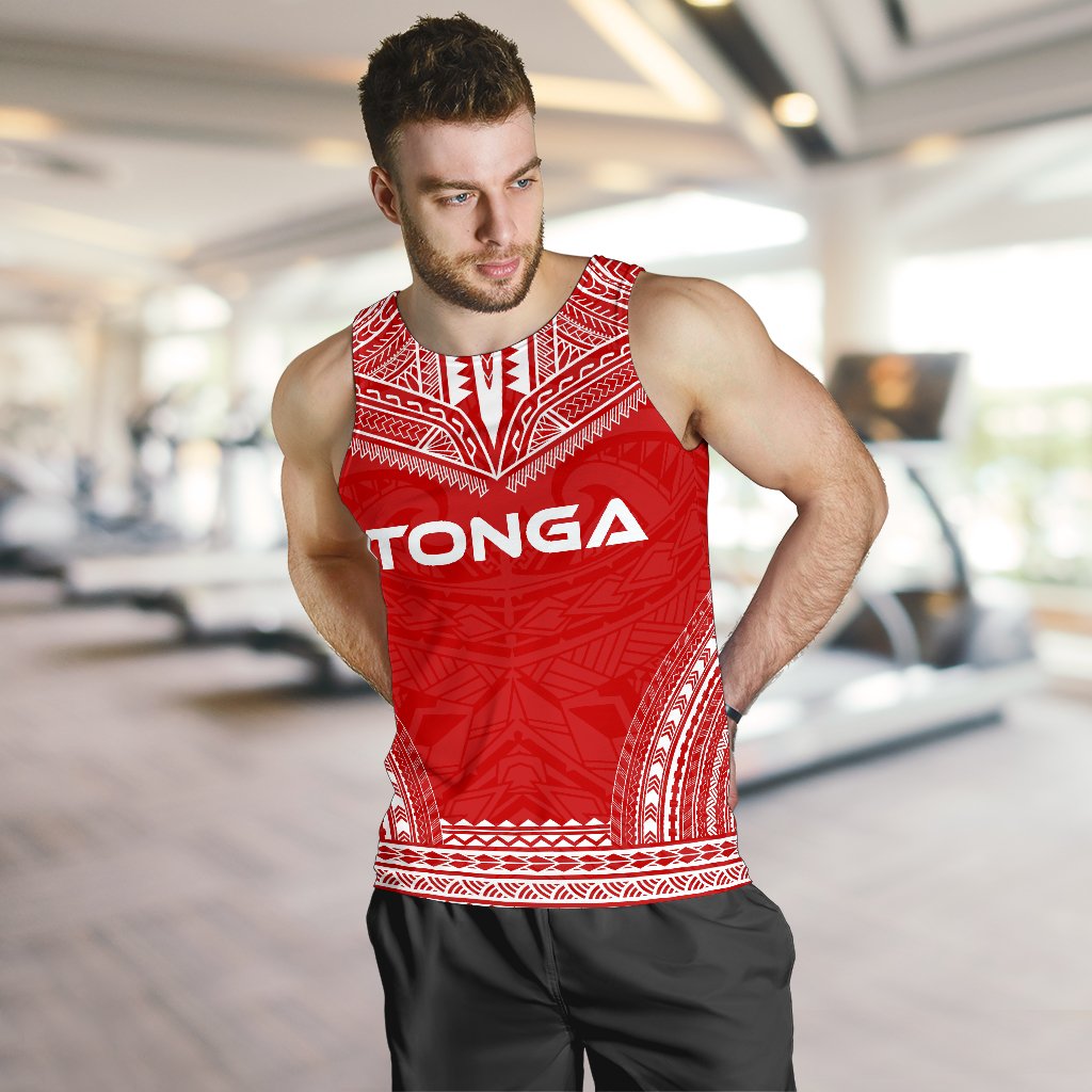 Tonga Men's Tank Top - Polynesian Chief Flag Version - Polynesian Pride