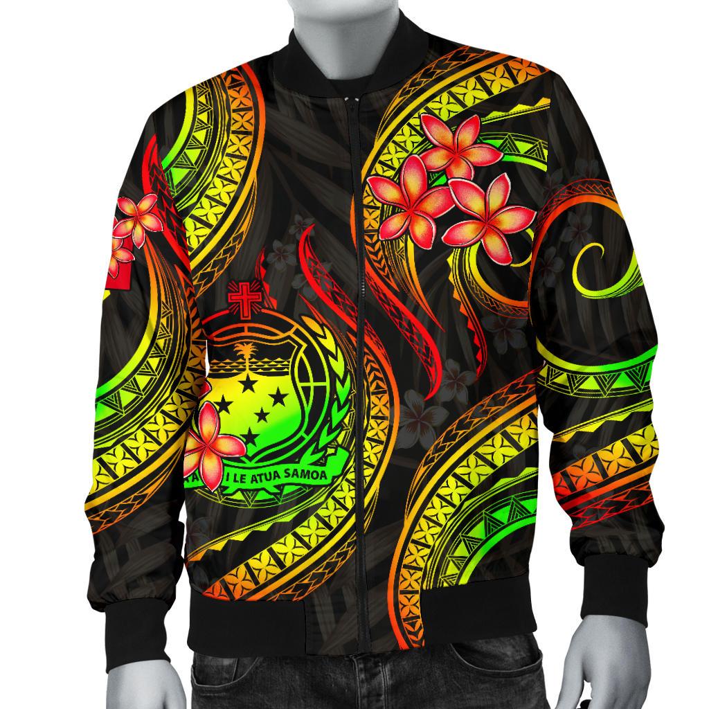 Samoa Polynesian Men Bomber Jacket - Reggae Plumeria - Polynesian Pride