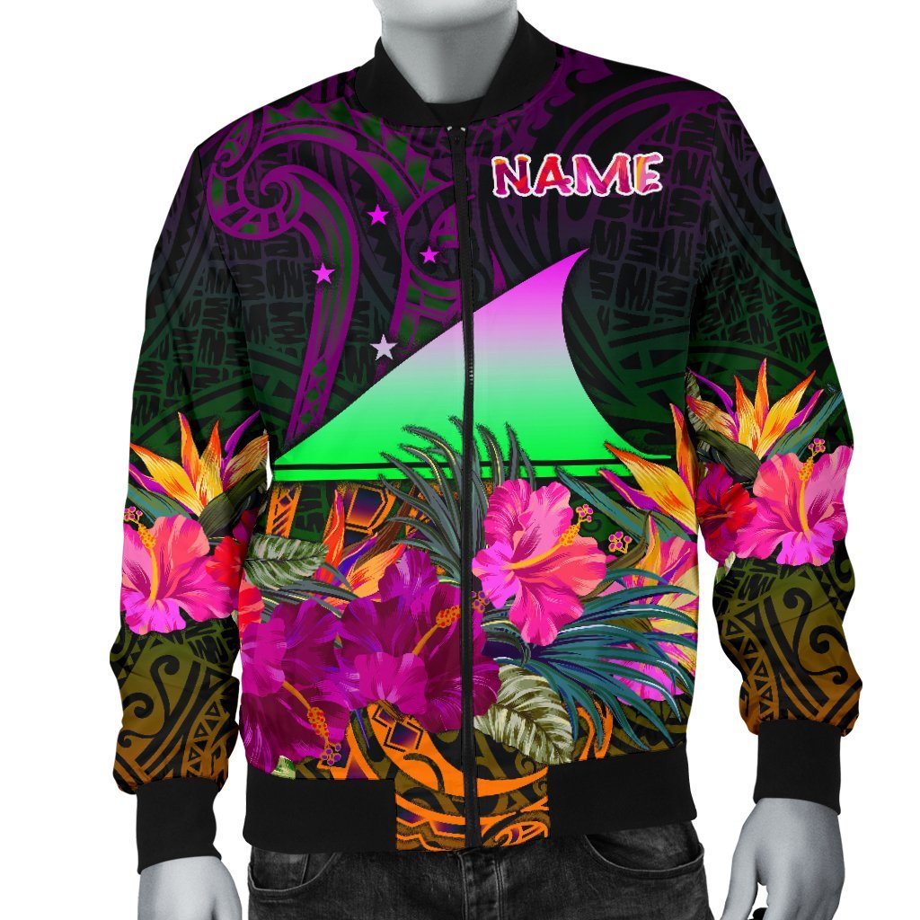 Tokelau Personalised Men's Bomber Jacket - Summer Hibiscus - Polynesian Pride