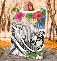 Tonga Polynesian Premium Blanket - Summer Plumeria (White) - Polynesian Pride