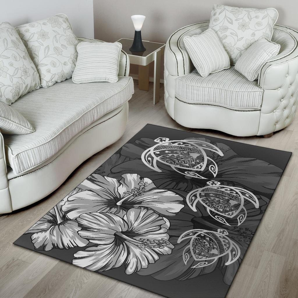 Hawaiian Map Hibiscus Flowers Vintage Polynesian Rug AH - Polynesian Pride