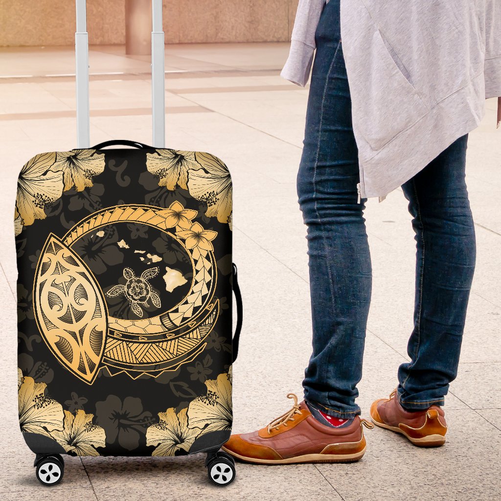 Hawaii Hibiscus Map Polynesian Luggage Cover - Polynesian Pride