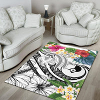 YAP Polynesian Area Rug - Summer Plumeria (White) - Polynesian Pride