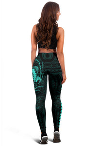 Hawaii Turtle Shark Polynesian Leggings - Turquoise - Polynesian Pride