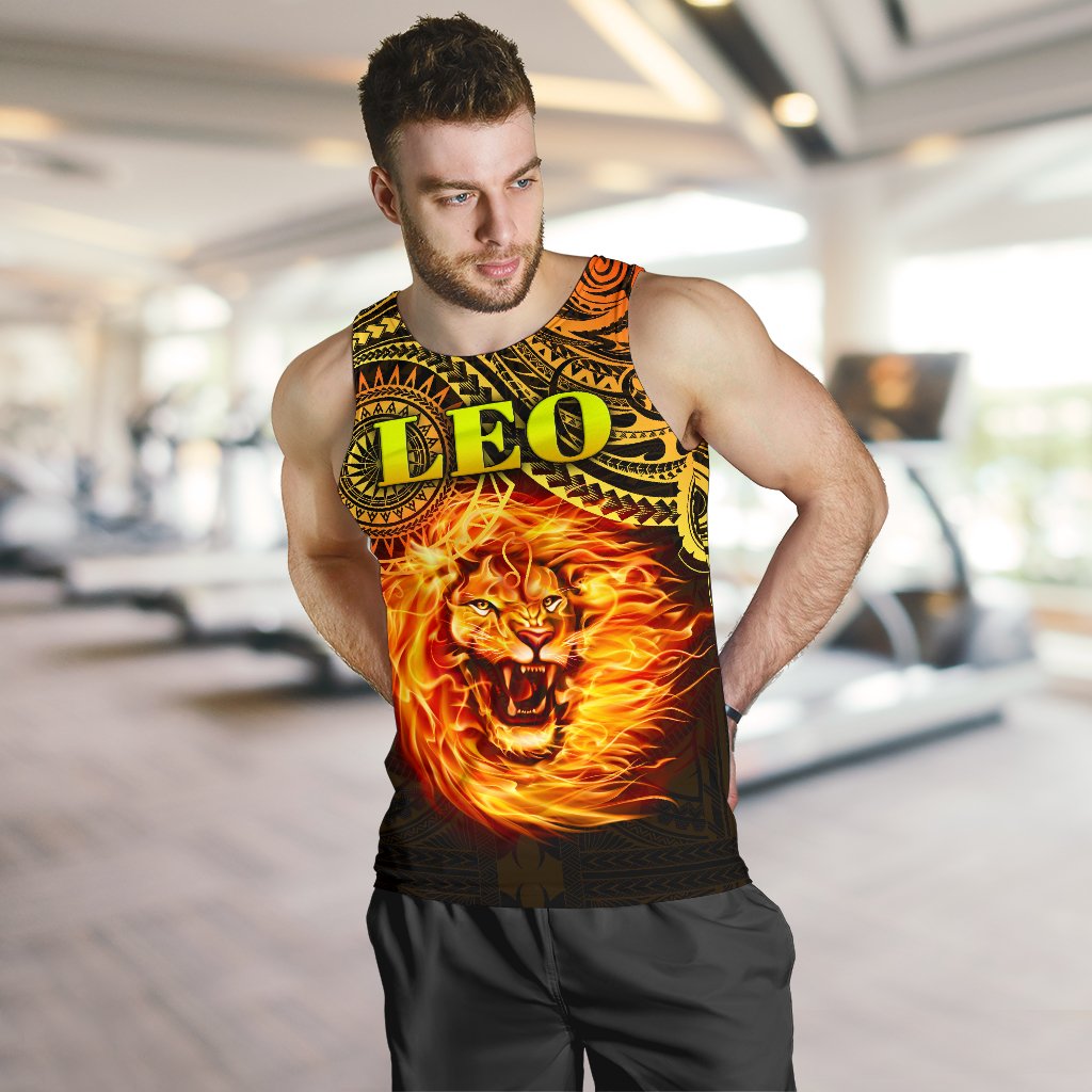 Sun In Leo Zodiac Men Tank Top Polynesian Tattoo Unique Vibes - Polynesian Pride