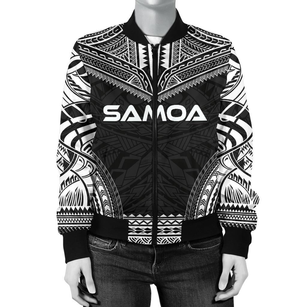 Samoa Polynesian Chief Women'S Bomber Jacket - Black Version - Polynesian Pride