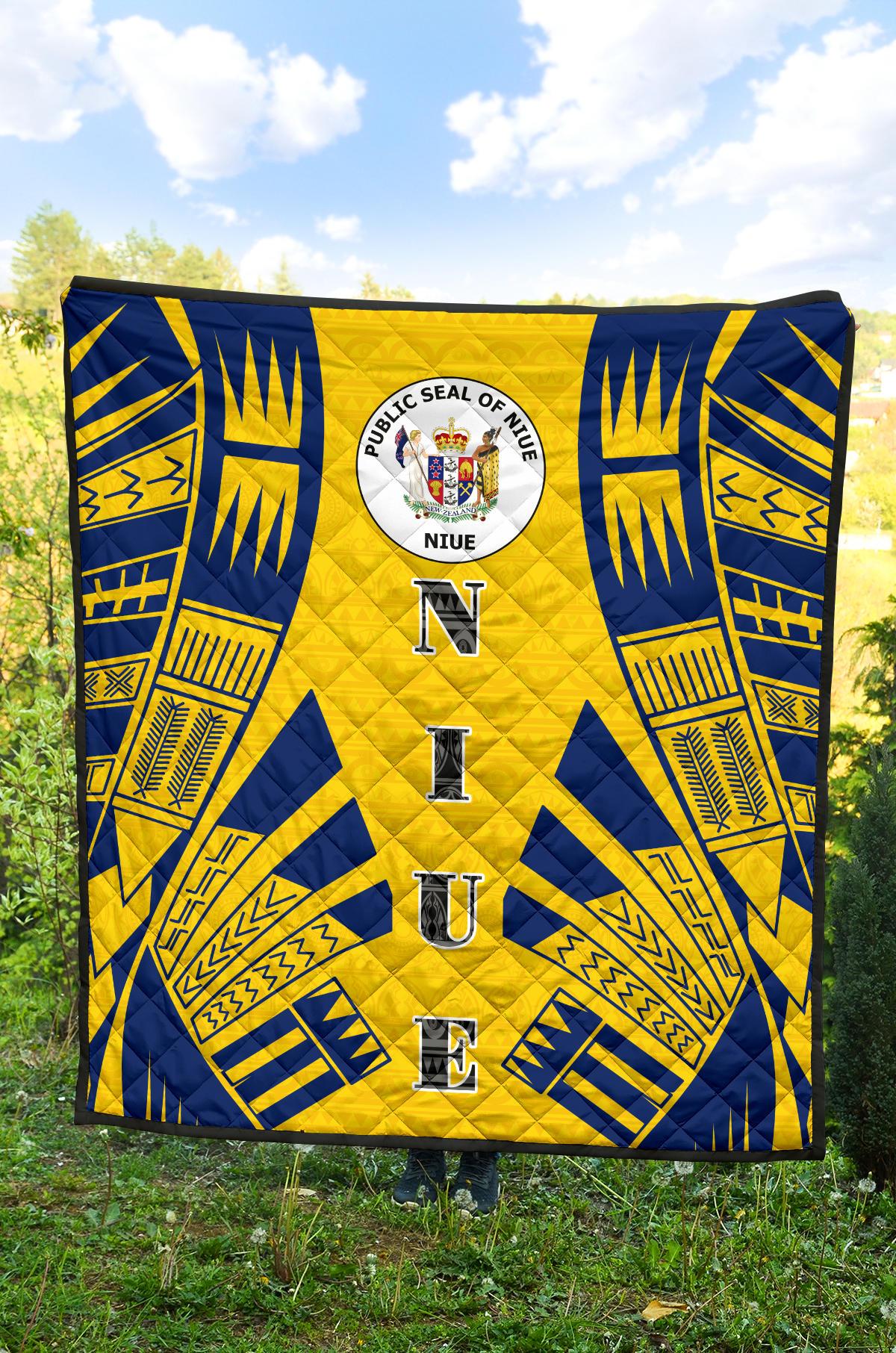 Niue Premium Quilt - Niue Seal Polynesian Dark BLue Tattoo - Polynesian Pride