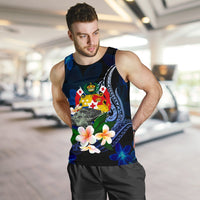 Tonga Polynesian Men's Tank Top - Turtle With Plumeria Flowers - Polynesian Pride