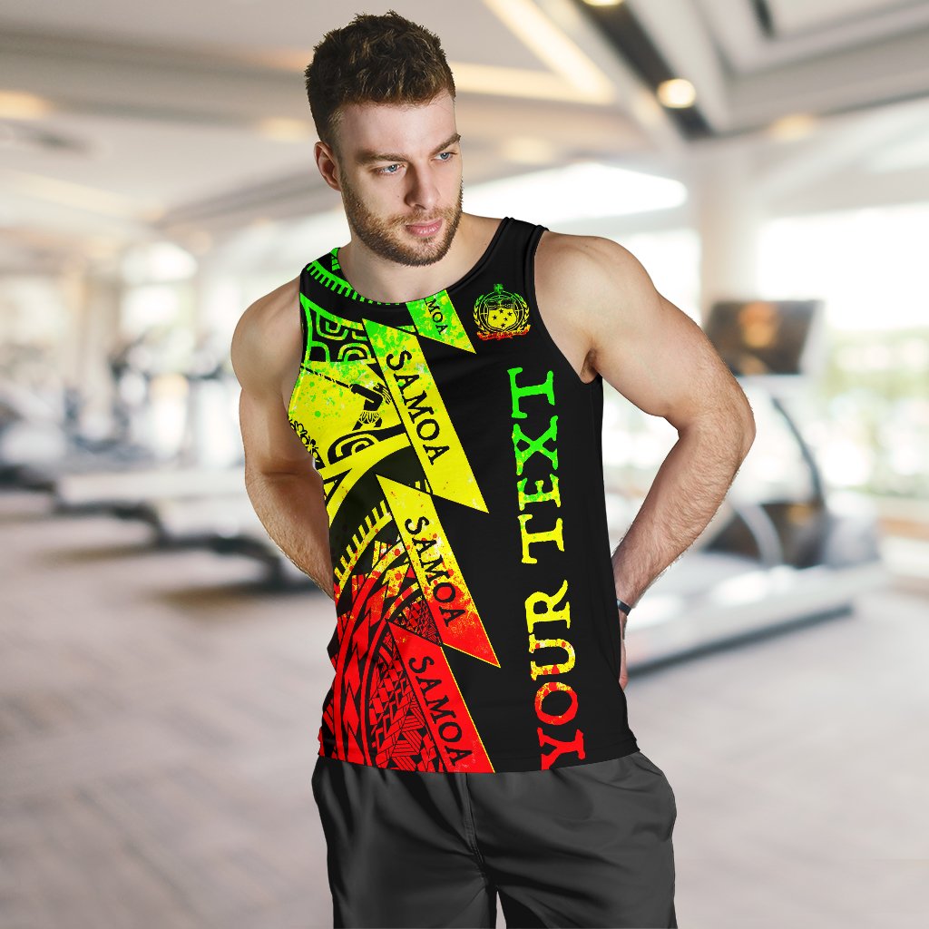 (Custom Personalised Text) Samoa Men Tank Tops - Samoa Coat Of Arm Reggae - Polynesian Pride