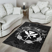 Hawaii Kanaka Turtle Hibiscus Polynesian Rug - Anthea Style White - Polynesian Pride