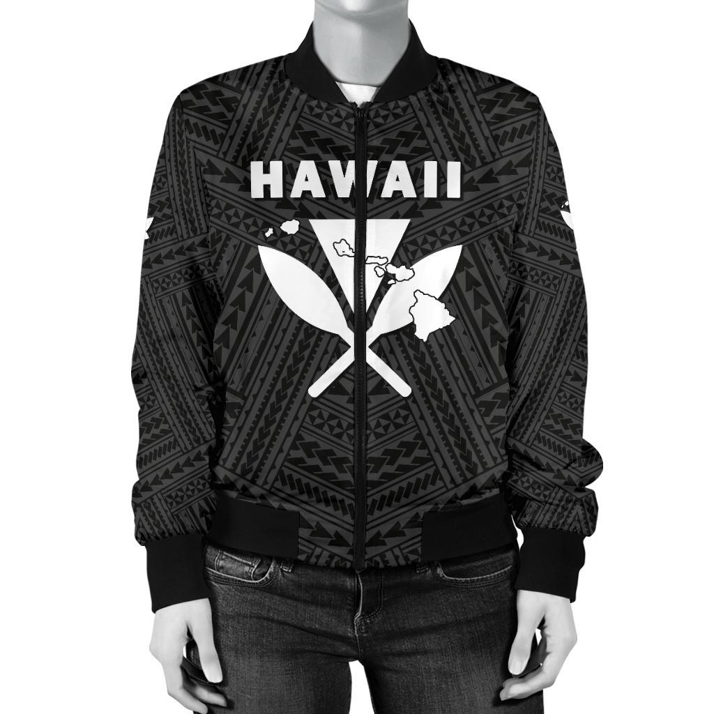 Hawaii Kanaka Polynesian Women's Bomber Jacket White - Polynesian Pride