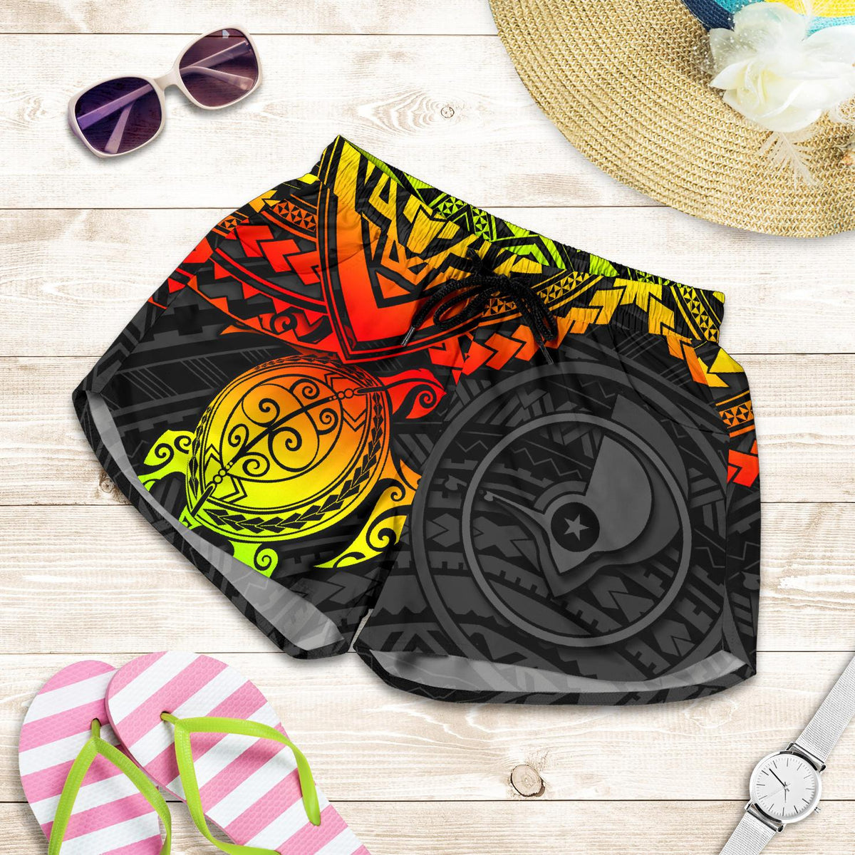 Yap Polynesian Shorts (Women) - Reggae Turtle Women Reggae - Polynesian Pride