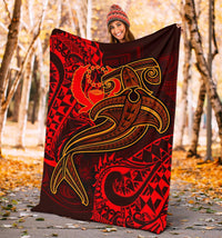 Pohnpei Premium Blanket - Red Shark Polynesian Tattoo - Polynesian Pride