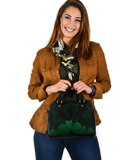 Personalised - Hawaii Royal Hibiscus Polynesian Tribal Shoulder Handbag Green AH - Polynesian Pride