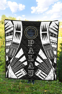 Palau Premium Quilt - Palau Seal Polynesian White Tattoo - Polynesian Pride