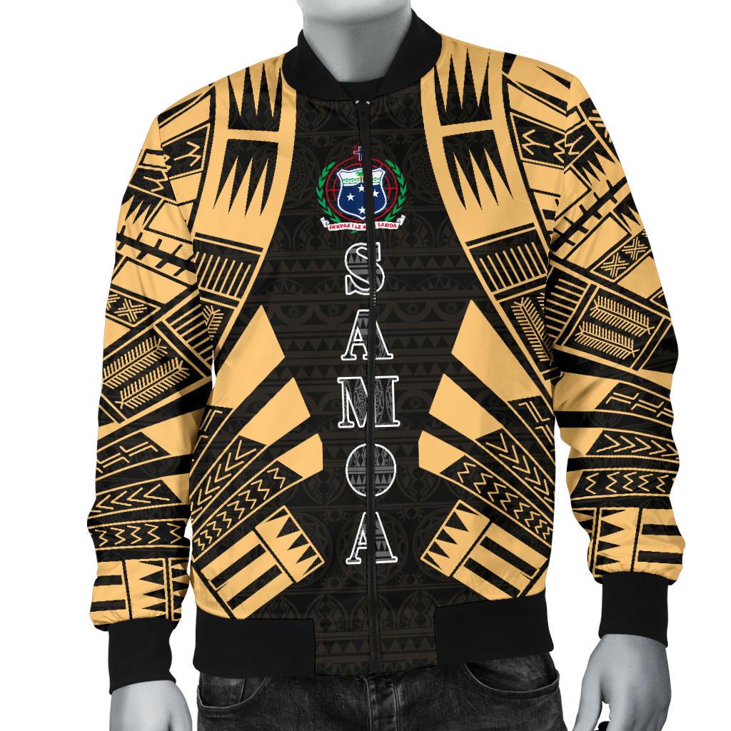 Samoa Men Bomber Jackets - Polynesian Tattoo Gold - Polynesian Pride