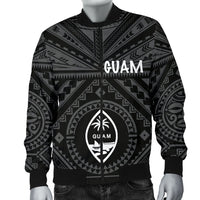 Guam Men's Bomber Jacket - Guam Seal With Polynesian Tattoo Style (Black) - Polynesian Pride